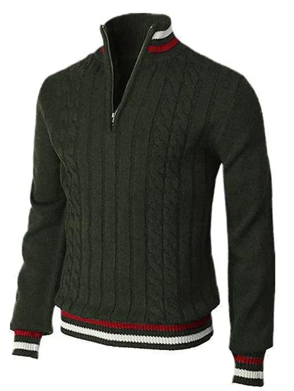 Pull homme torsadé col montant