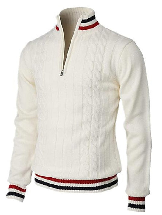 Herren Zopfstrick Pullover Stehkragen - IdealeKleiden