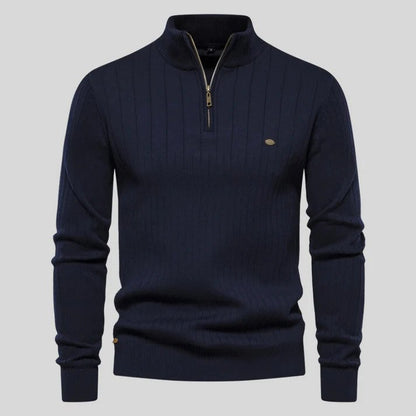 Pull-over en maille à manches longues et col montant pour homme