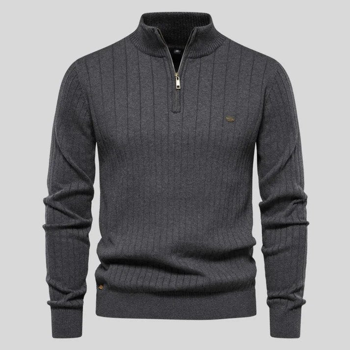 Pull-over en maille à manches longues et col montant pour homme