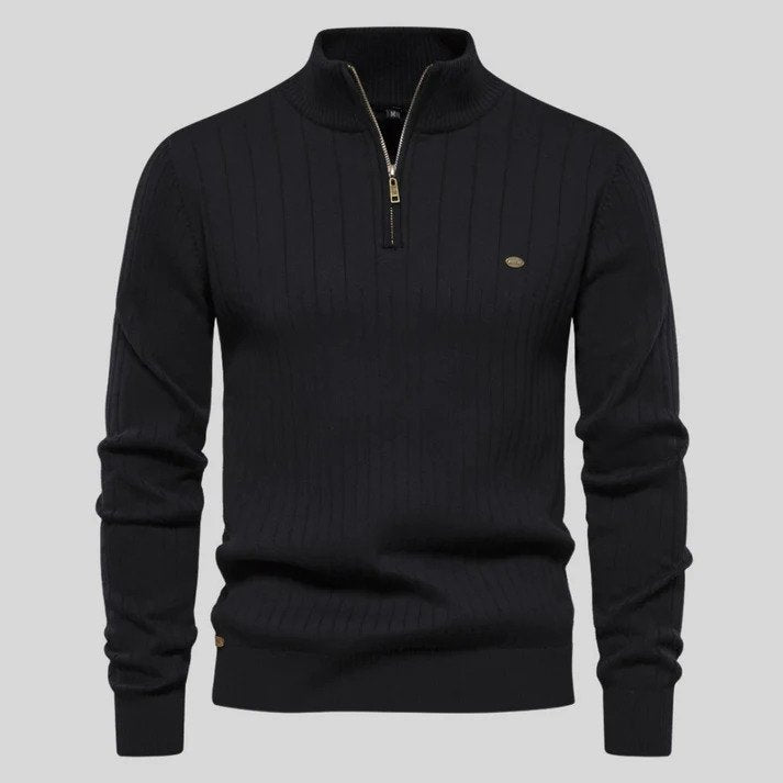 Pull-over en maille à manches longues et col montant pour homme