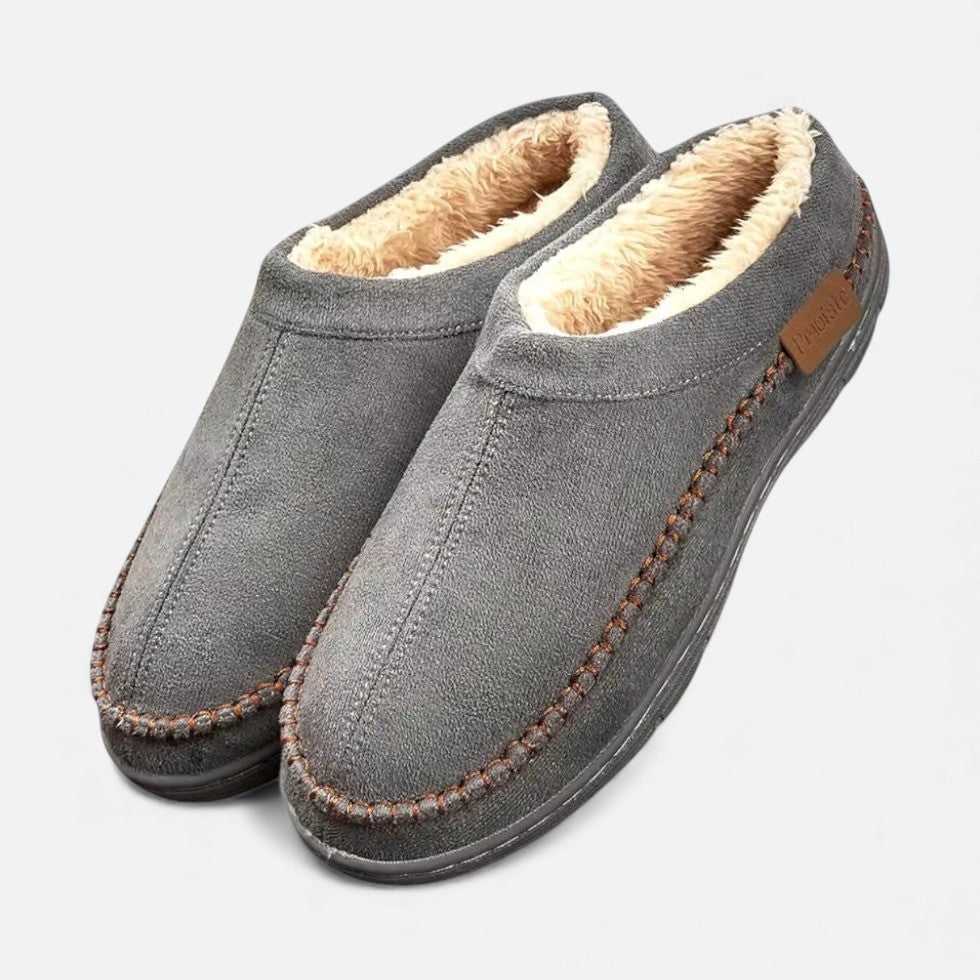 Chaussons d'intérieur chauds pour homme en polaire antidérapants