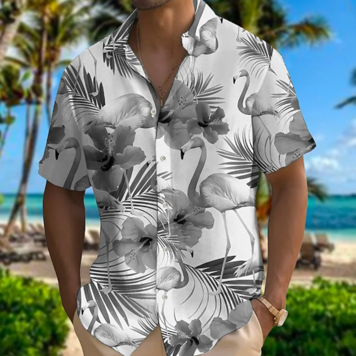 Chemisier d'été style hawaïen pour hommes
