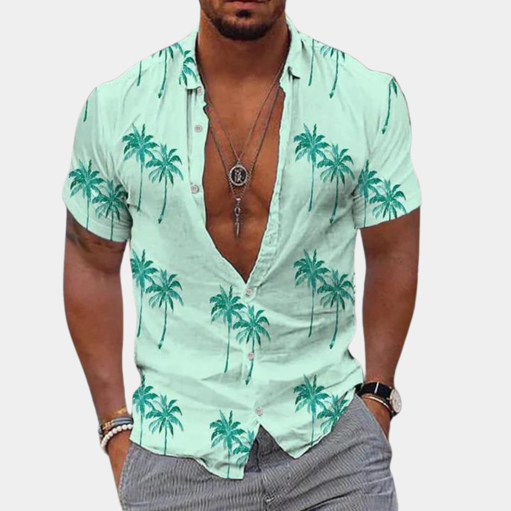 Chemise d'été à manches courtes style hawaïen pour hommes