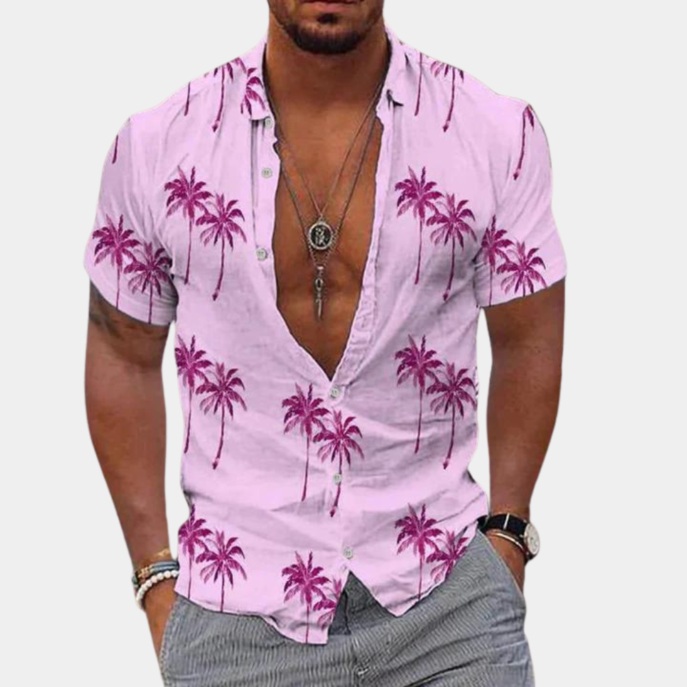 Chemise d'été à manches courtes style hawaïen pour hommes