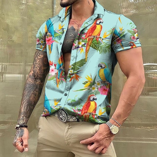 Chemise hawaïenne imprimée à manches courtes pour homme