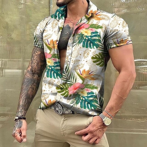 Chemise hawaïenne imprimée à manches courtes pour homme