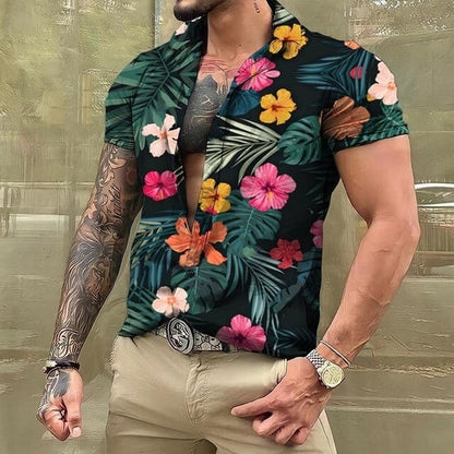 Chemise hawaïenne imprimée à manches courtes pour homme