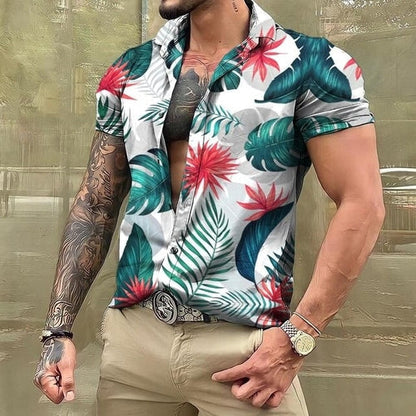 Chemise hawaïenne imprimée à manches courtes pour homme