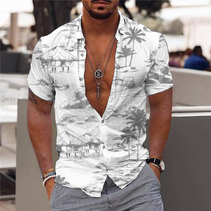 Chemise hawaïenne à manches courtes d'été pour homme