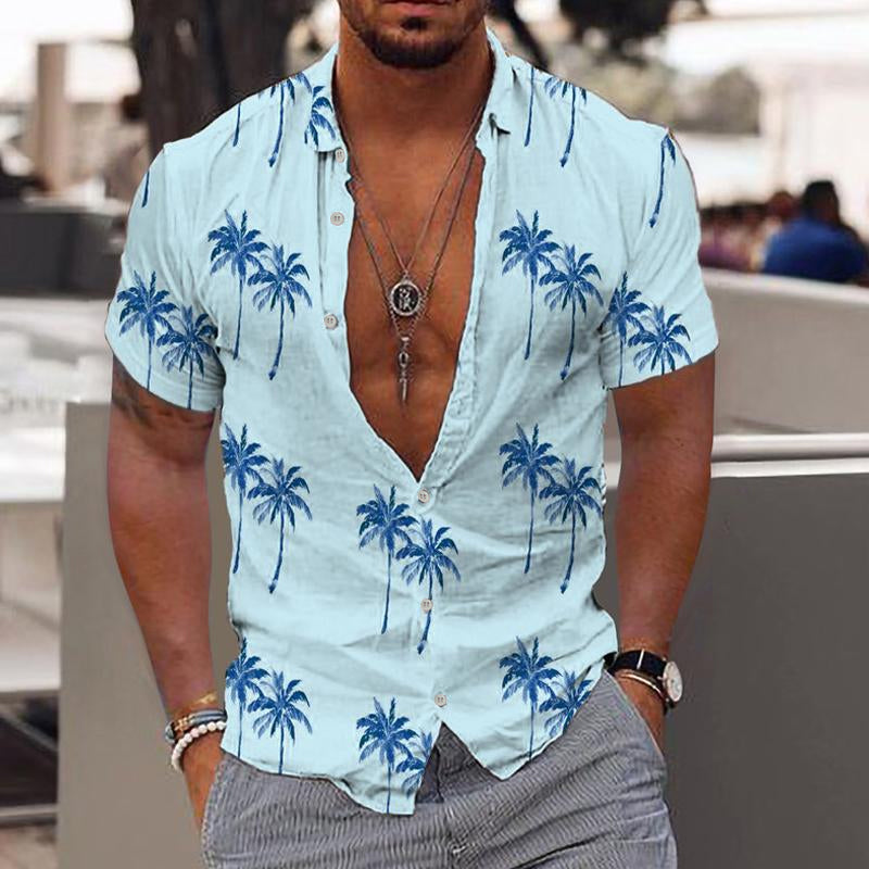 Chemise d'été à manches courtes motif hawaïen moderne