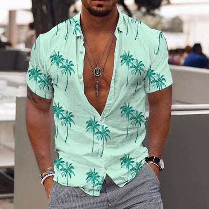 Chemise d'été à manches courtes motif hawaïen moderne