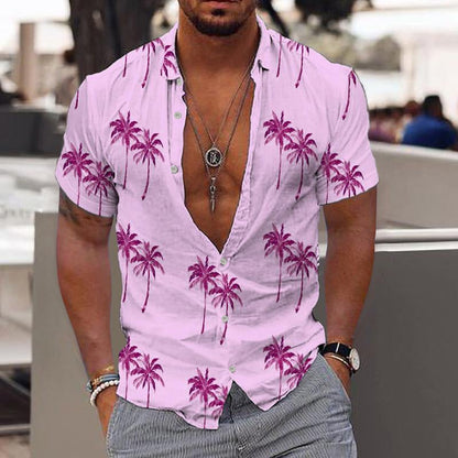Chemise d'été à manches courtes motif hawaïen moderne