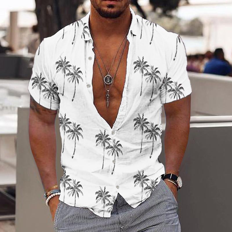 Chemise d'été à manches courtes motif hawaïen moderne