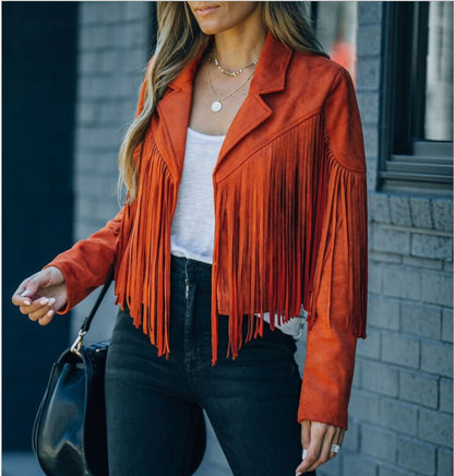 Veste courte à franges tendance