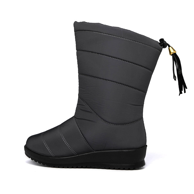 Bottes de neige imperméables ultra-légères doublées en fausse fourrure