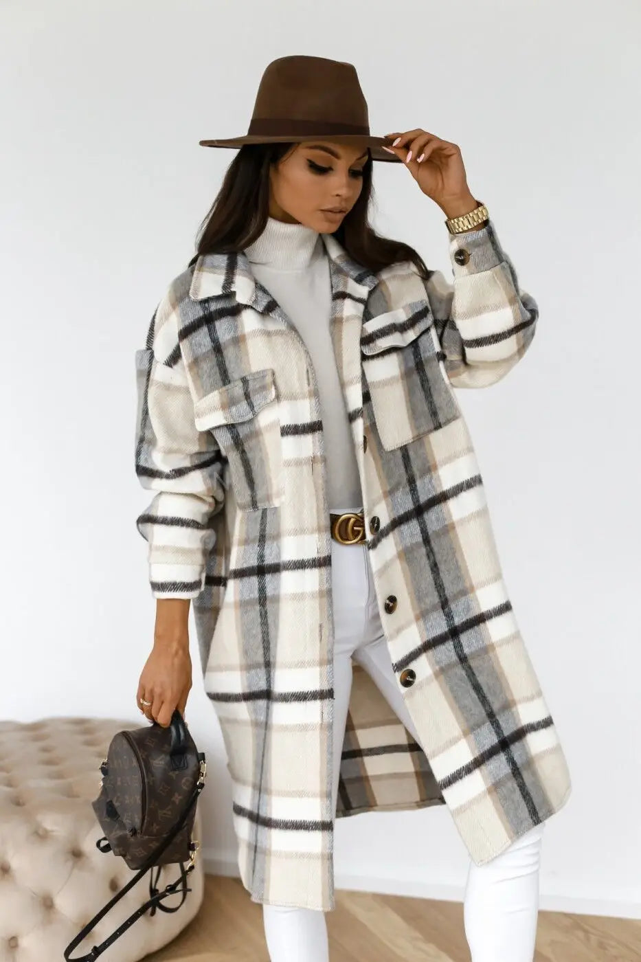 Manteau en polaire long style écossais