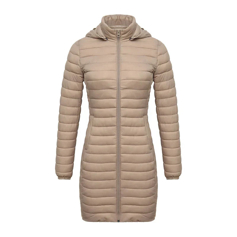 Veste d'hiver ajustée, fermeture éclair, capuche, coton