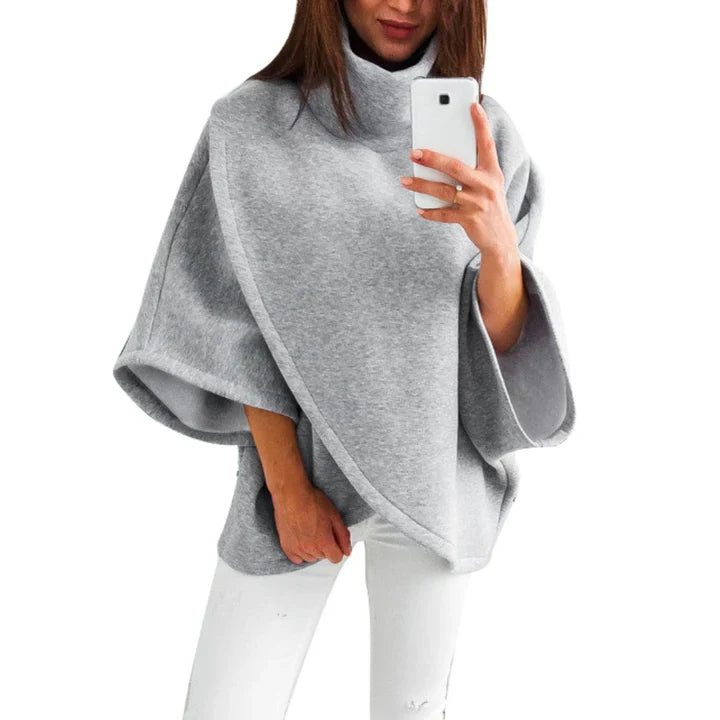 Pull poncho col roulé moderne femme