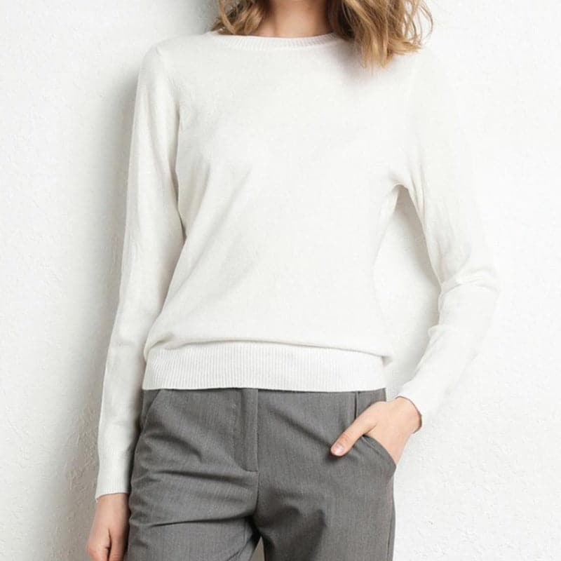 Sweat-shirt doux femme col rond manches longues