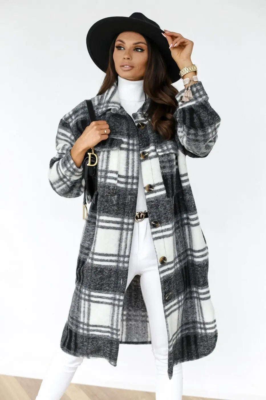 Manteau en polaire long style écossais