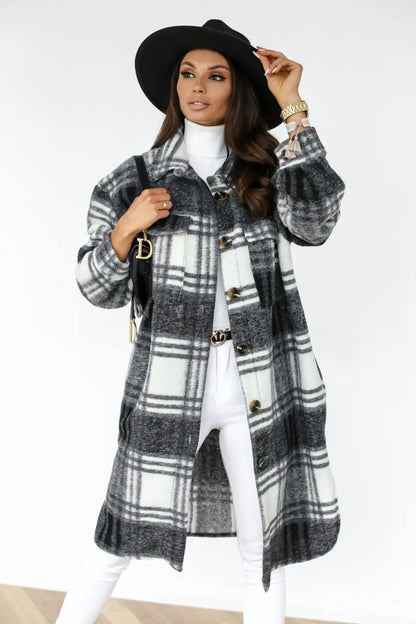 Manteau en polaire long style écossais