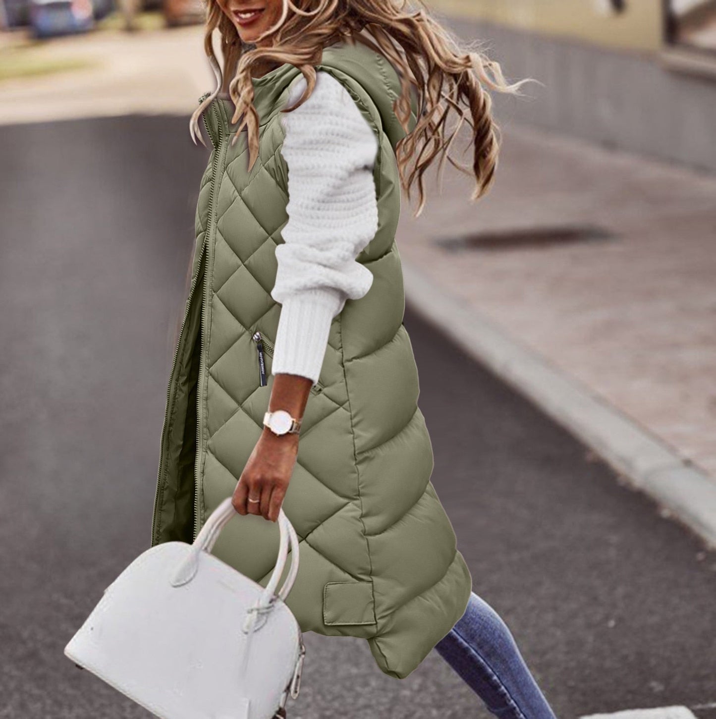 Bodywarmer long pour femme, chaud et stylé