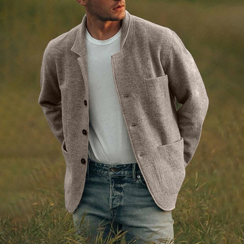 Stilvoller Herren Wollcardigan Mit Knöpfen - IdealeKleiden