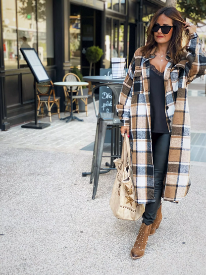 Manteau carotte en flanelle chaud pour femme