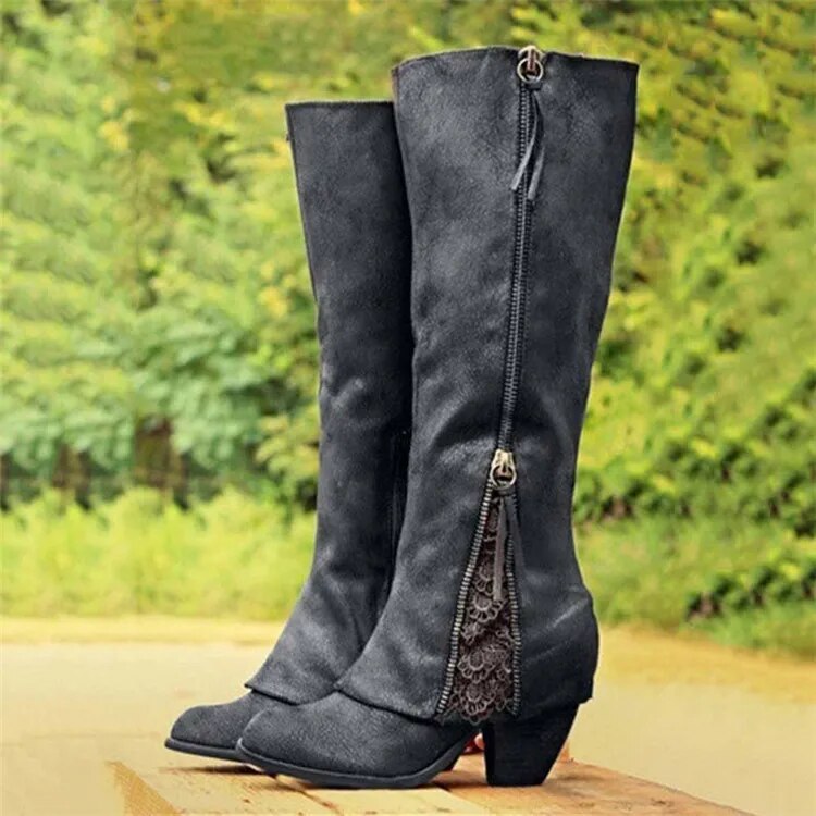 Bottes élégantes Vintage à talons hauts
