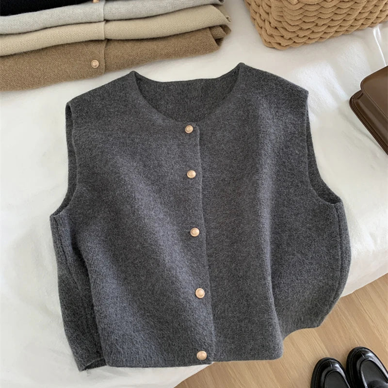 Gilet sans manches à boutons pour femmes