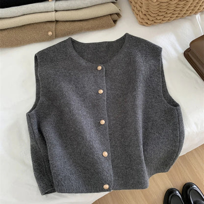 Gilet sans manches à boutons pour femmes