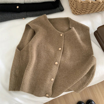 Gilet sans manches à boutons pour femmes