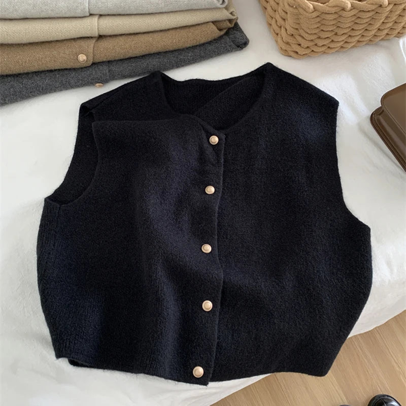Gilet sans manches à boutons pour femmes