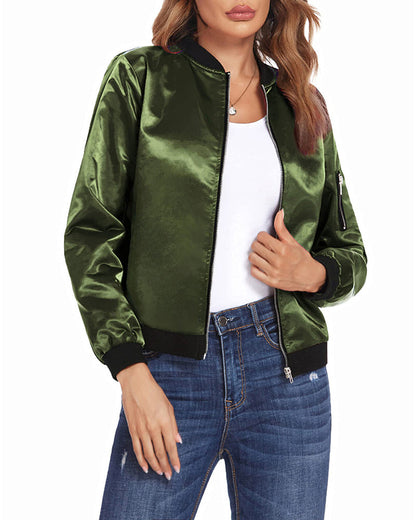 Blouson bombardier moderne pour femme avec poches et fermeture éclair
