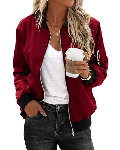 Blouson bombardier moderne pour femme avec poches et fermeture éclair