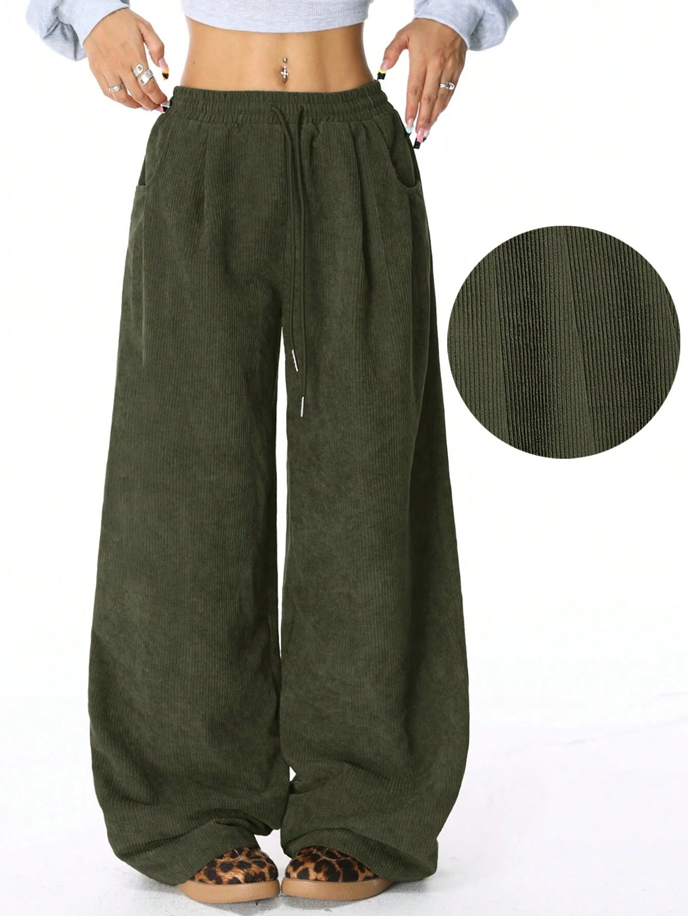 Pantalon en velours côtelé extensible et confortable pour femmes