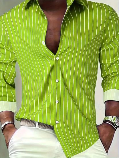 Chemise slim fit à rayures et manches longues