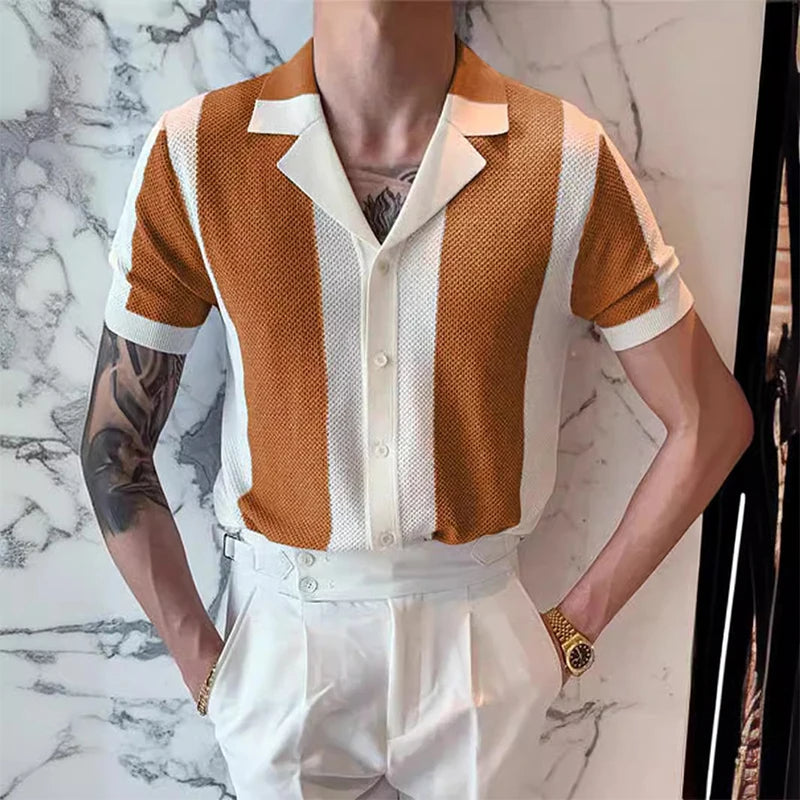 Polo homme manches courtes motif rayures