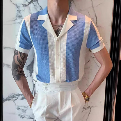 Herren Polohemd Kurzarm Streifen Design - IdealeKleiden