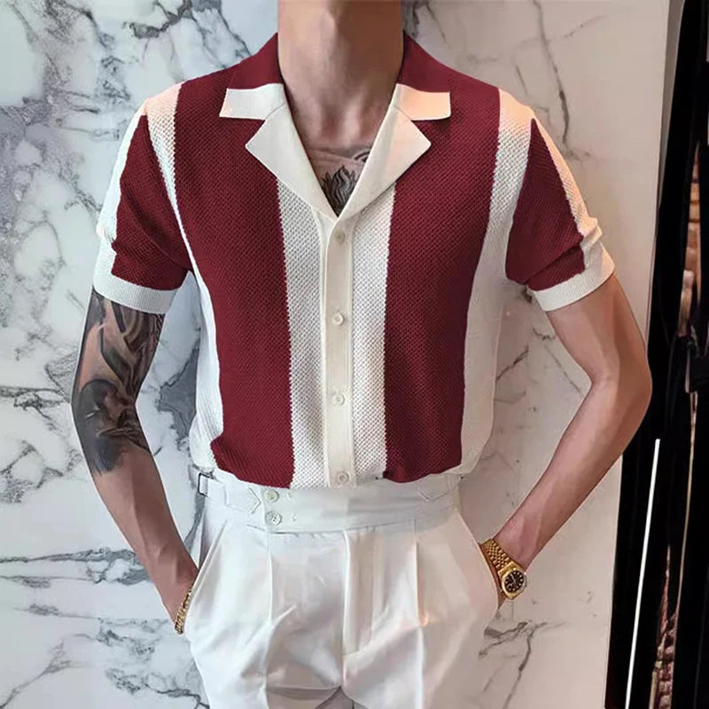 Polo homme manches courtes motif rayures