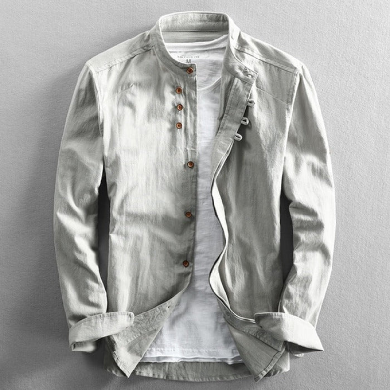 Chemise en lin homme manches longues élégante en coton