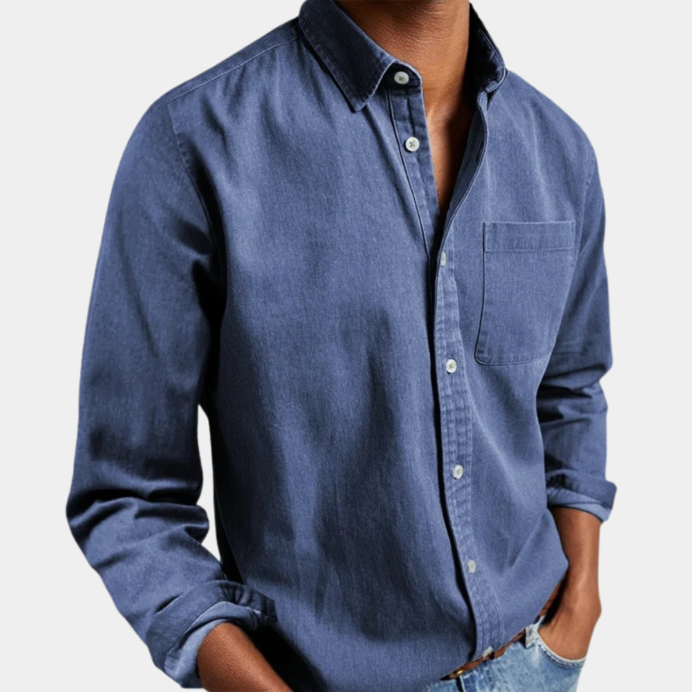 Chemise en jean homme manches longues bleu