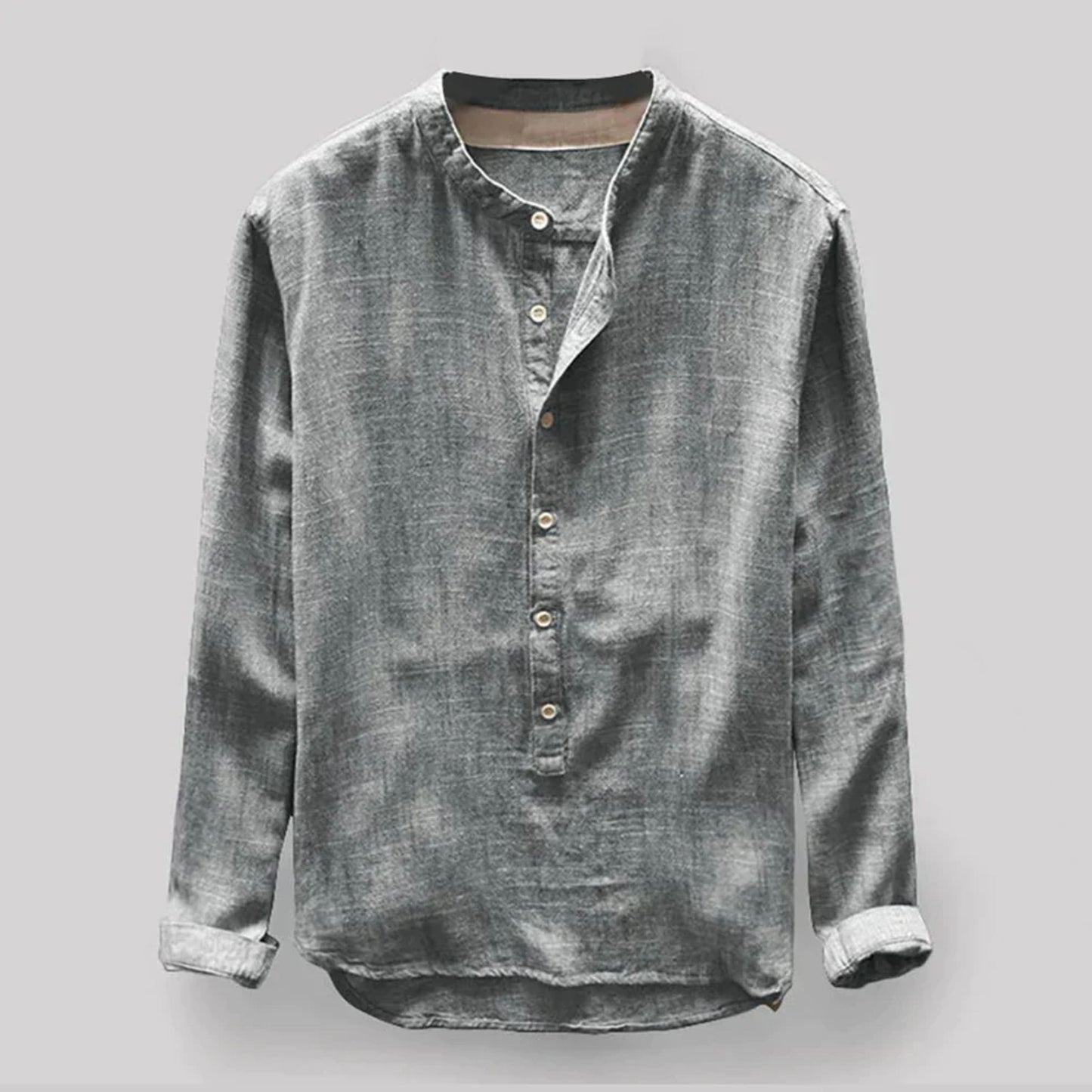 Chemise homme manches longues style Henley