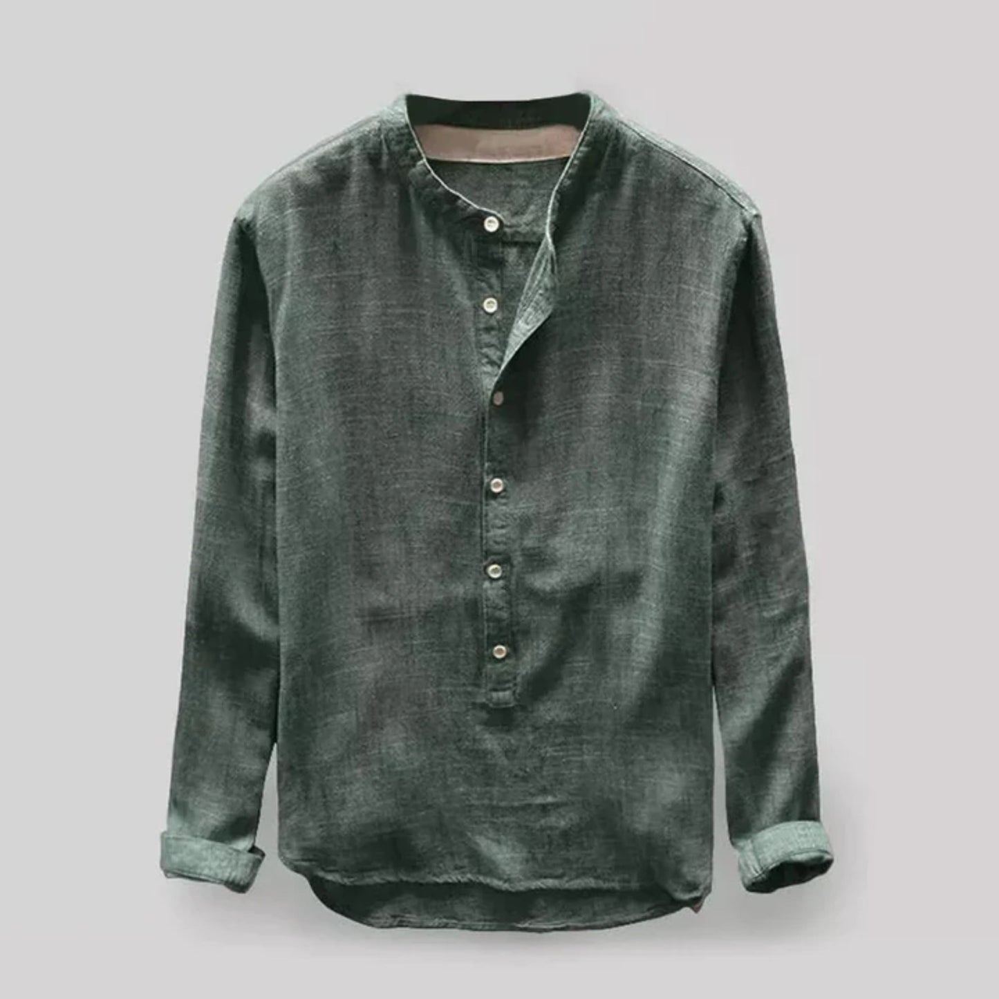 Chemise homme manches longues style Henley