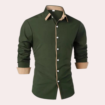 Chemise à manches longues boutonnée pour homme avec col élégant