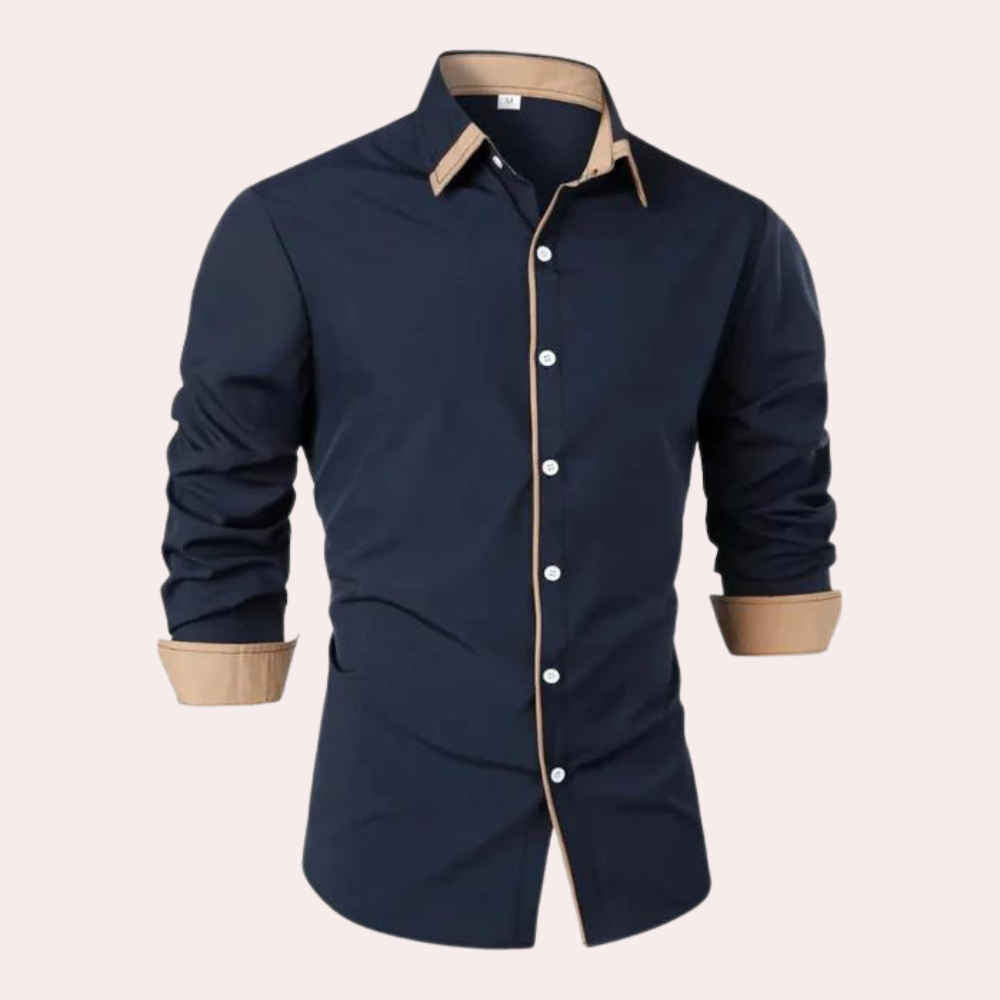 Chemise à manches longues boutonnée pour homme avec col élégant