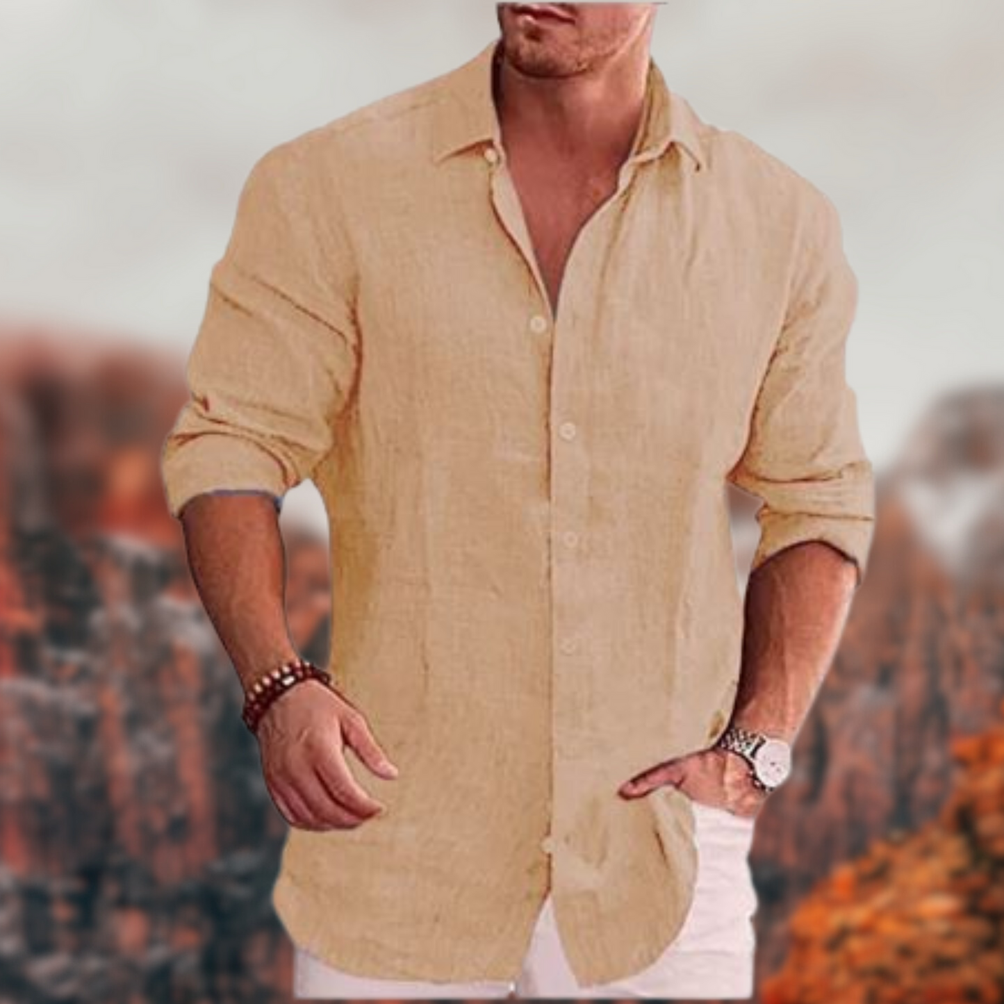 Chemise décontractée à manches longues pour hommes