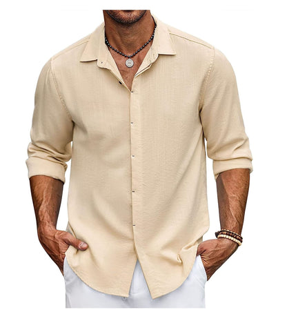 Chemise Homme Manches Longues Coupe Ample Moderne Patte de Boutonnage
