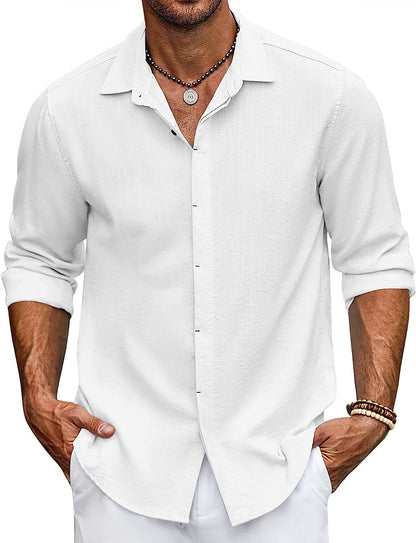 Chemise Homme Manches Longues Coupe Ample Moderne Patte de Boutonnage